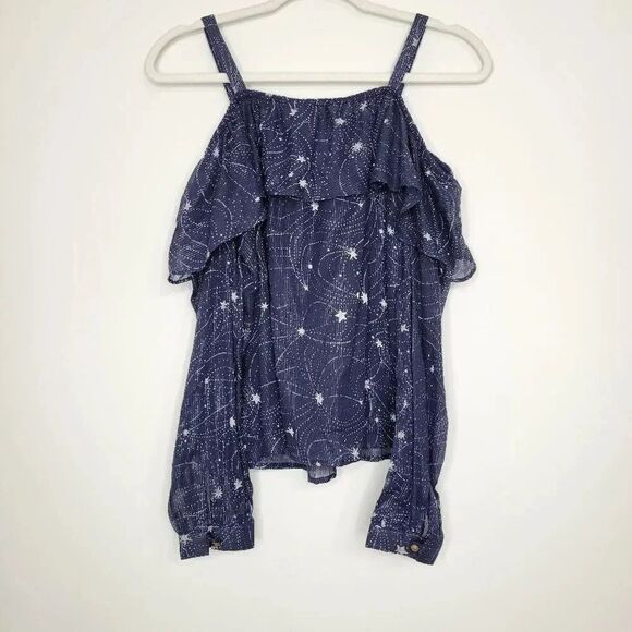 Anthro Floreat Starlit Off Shoulder Star Top - Picture 4 of 13